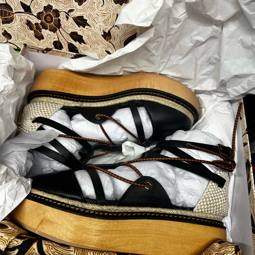 NEW!!! ULLA JOHNSON Salinas Flatform Espadrille Sandals NOIR - 37 $445 - Picture 12 of 12